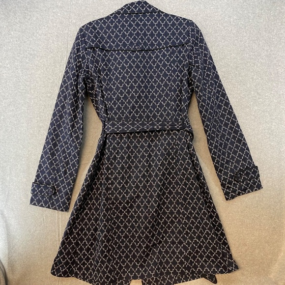 LONG TALL SALLY Size 10US Navy Blue White Trench Coat Belted Jacket UK RARE FIND - Picture 11 of 12